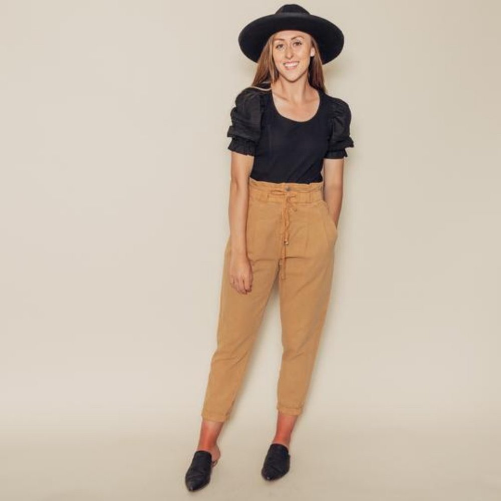 BRAND NEW mustard yellow paperbag pants